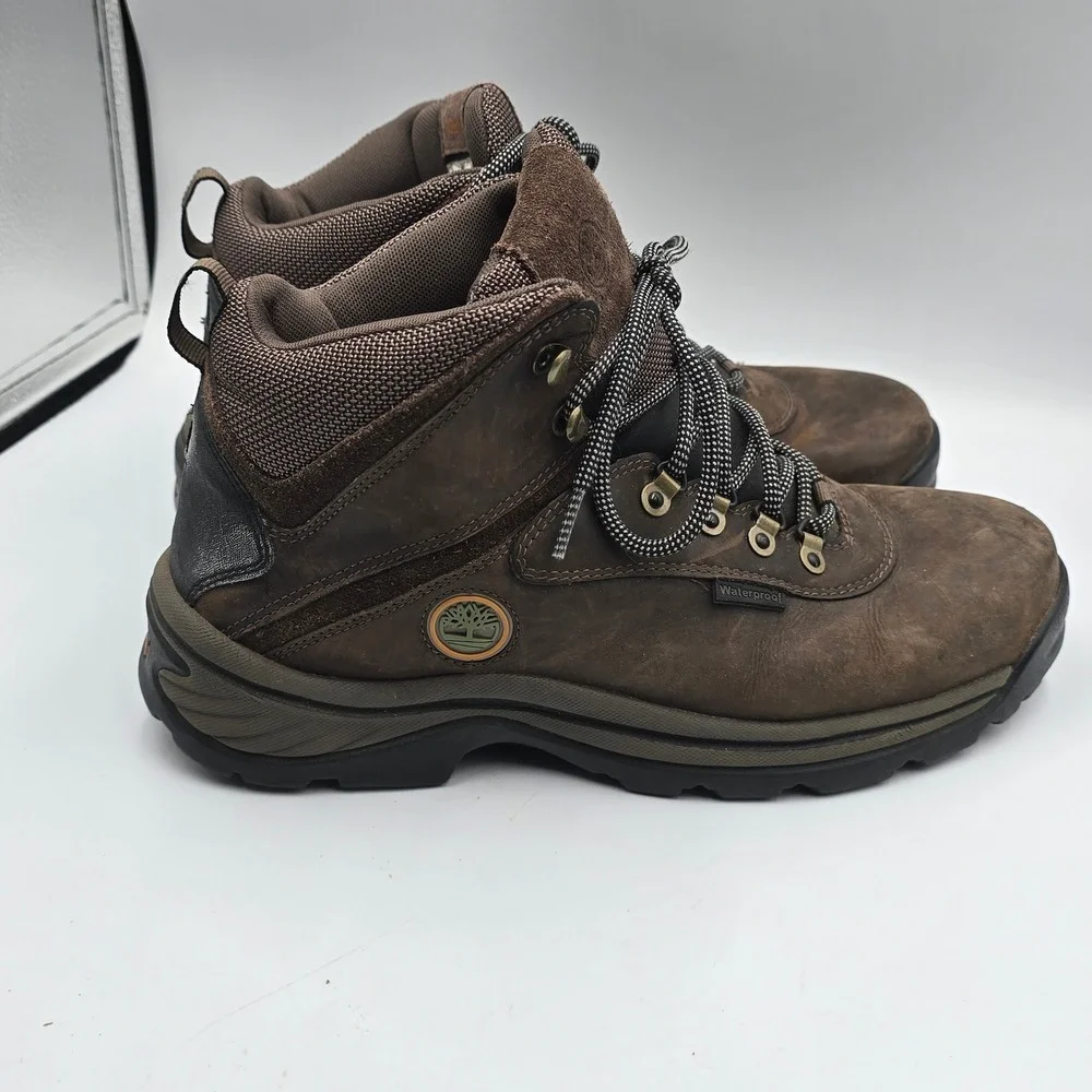 Timberland White Ledge Waterproof Hiking Boots Mens 10M Brown Leather 12135 7896
